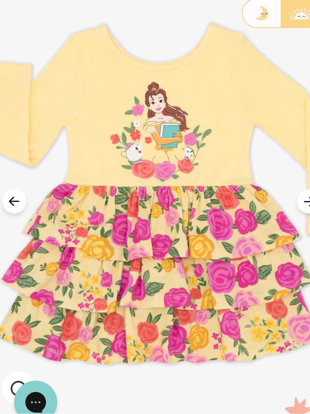 Little Sleepies Yellow Belle Disney Play Collection Floral Dress